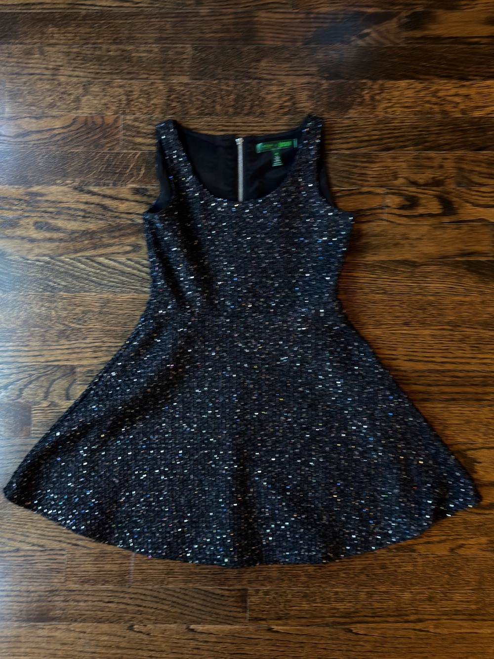 Aqua Girls Black Sparkle Fit-and-Flare Dress